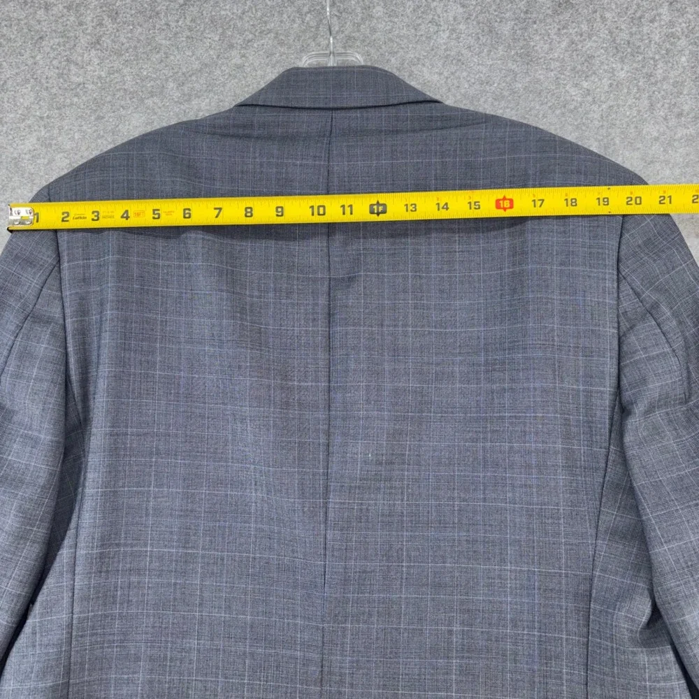 Ralph Lauren Mens 40S Blue Grey Glen Plaid 100% Wool 2 Button Blazer Sport Coat